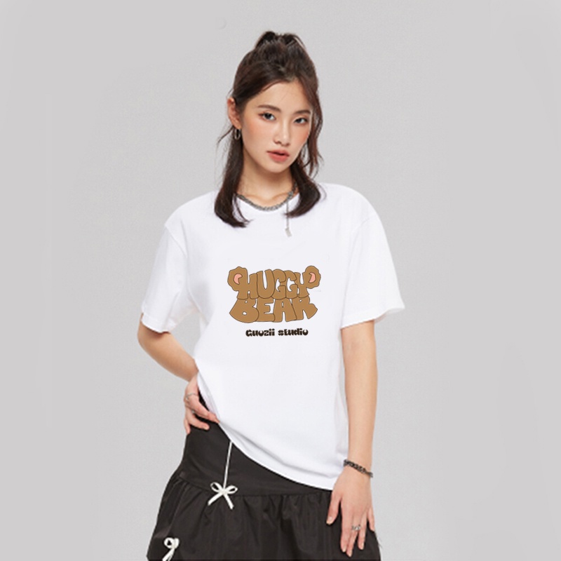 Atasan Wanita Lengan Pendek Alphabet Graffiti Graphic Print T-shirt Oversize Kekinian Kaos Basic