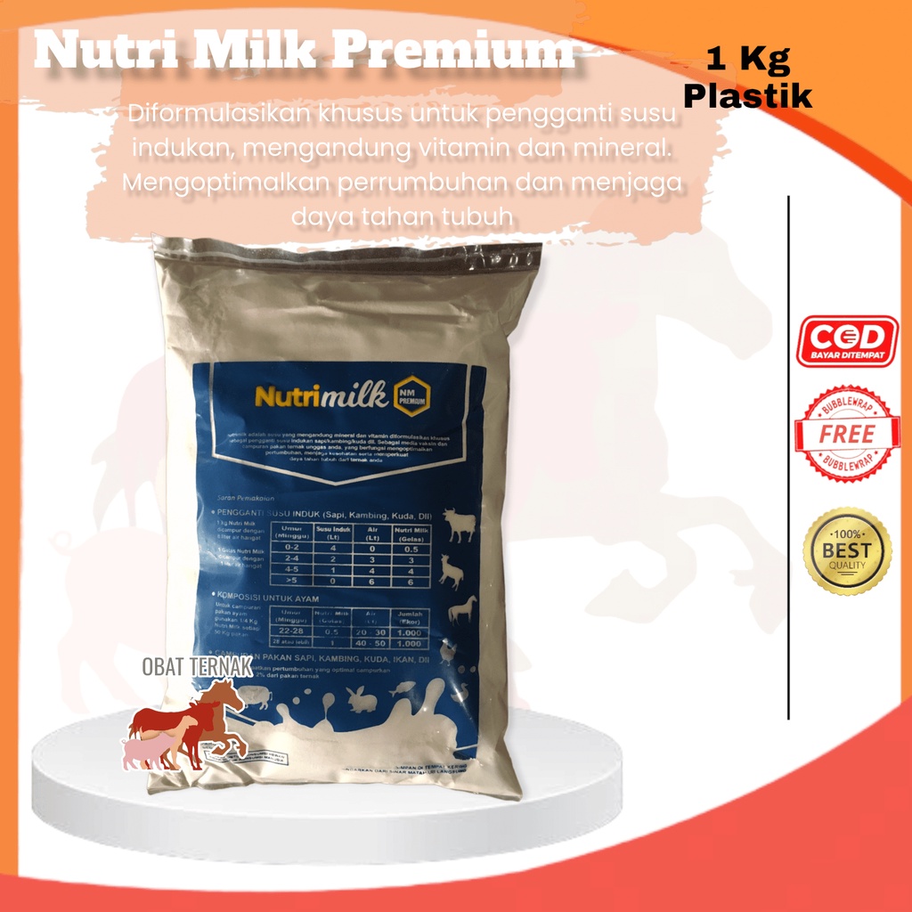Nutri Milk Premium | nutri white Susu Skim Pengganti Induk untuk Sapi Cempe Pedet Kambing Kucing Anj