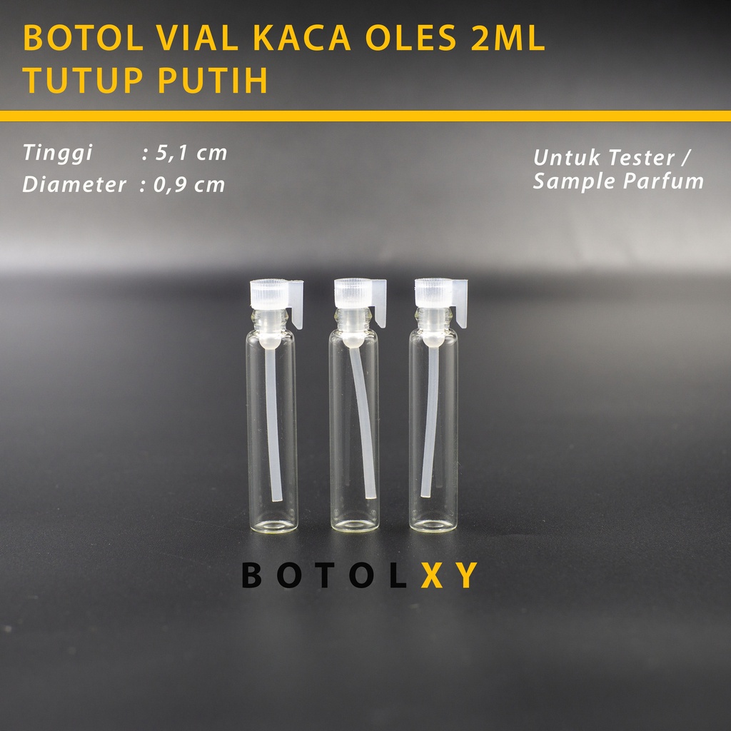 Vial 2ml Botol Lidi Tester Sample Parfum Kaca Stik Oles Mini - Putih