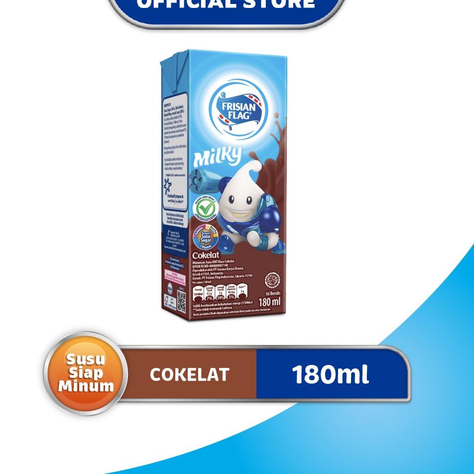 

₽ Frisian Flag UHT Milky Cokelat 180ml + Frisian Flag Milky UHT Stroberi 180ml ミ