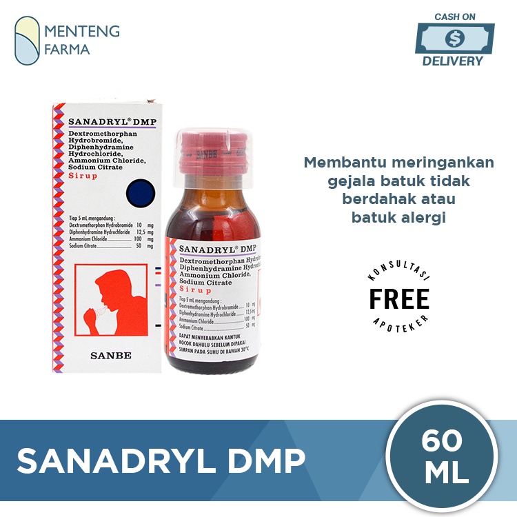 Sanadryl DMP Sirup 60 mL - Obat Batuk Kering dan Batuk Alergi