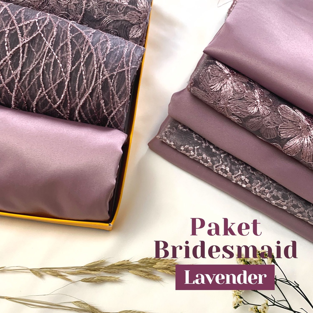 Paket Kain BRIDESMAID PREMIUM // Lamaran // Seragaman Keluarga // Wisuda Lengkap Satin Kebaya Brokat Warna Lavender