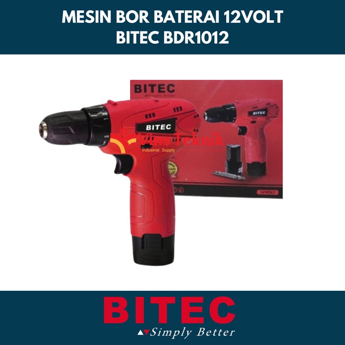 Mesin Bor Baterai 12V Cordless Drill Driver Bdr1012 Bitec Bd R 1012