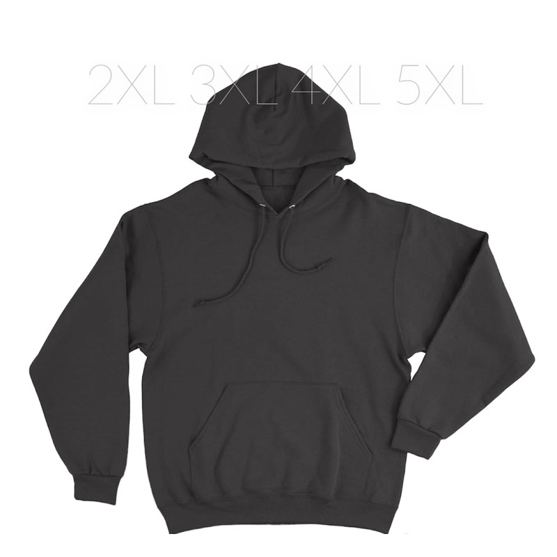 Hoodie Big Size Hoodie Jumbo Polos Pria Wanita 2XL 3XL 4XL 5XL Hitam