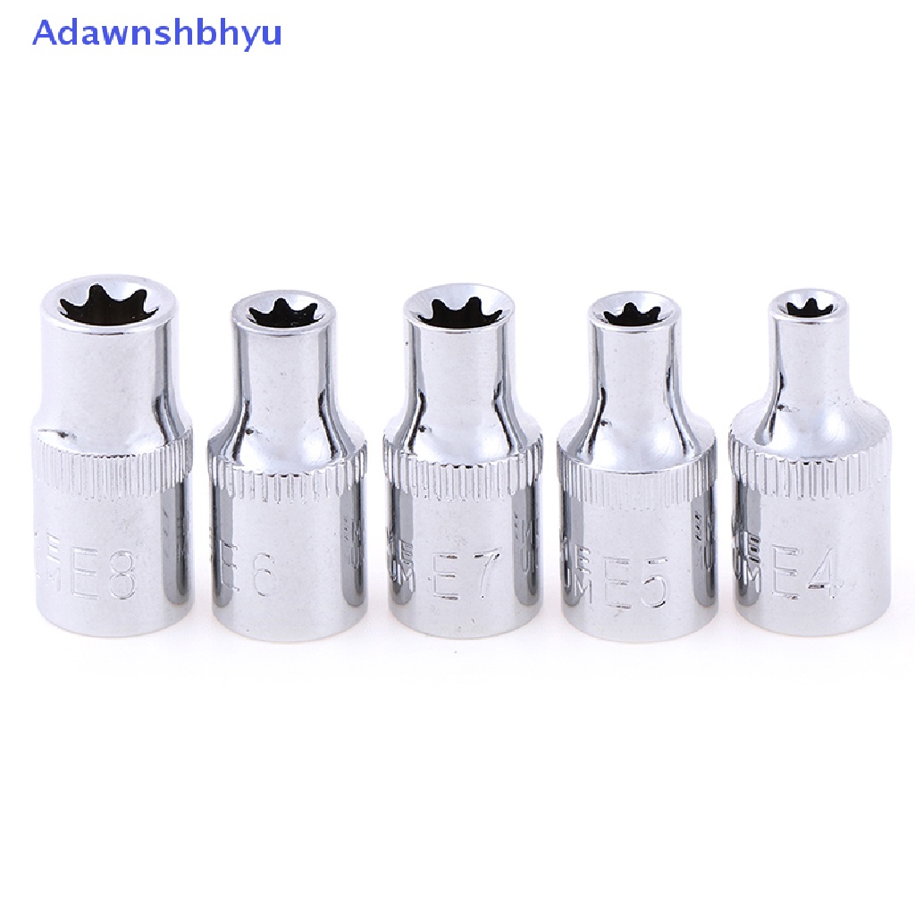 Adhyu 5pc 1per4inch torx star bit female e socket set Soket Bintang wench head tools ID