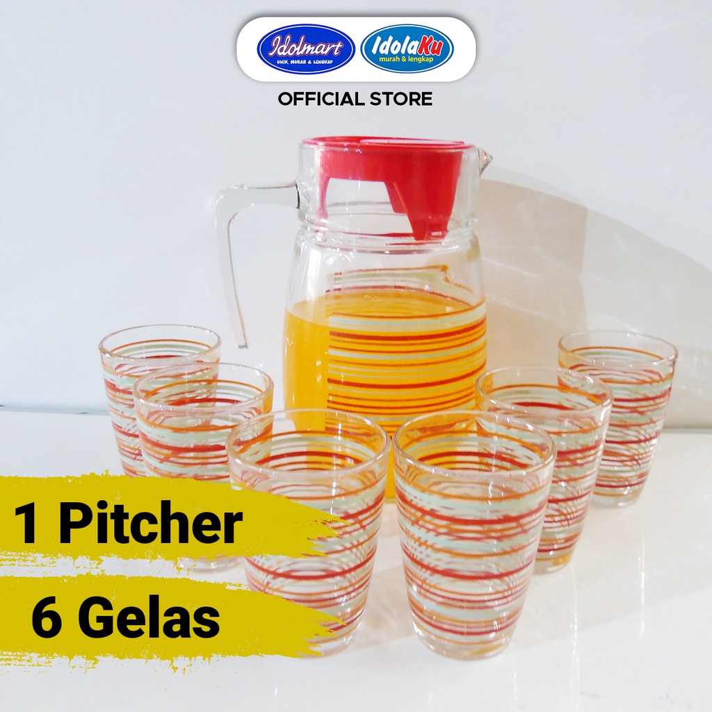 IDOLMART Teko Set Kaca Kimglass Tarragona 1 Pitcher 6 Gelas - Surabaya