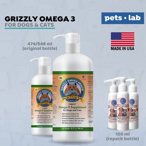 GRIZZLY OMEGA 3 DOG CAT WILD SALMON POLLOCK FISH OIL ANJING KUCING