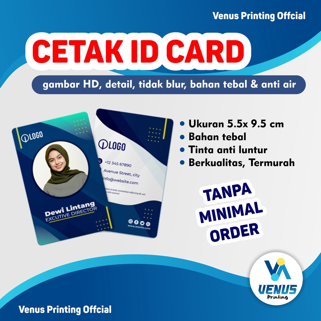 

ID Card Custom Bahan PVC Tebal, Awet, Free Biaya Desain, Tanpa Minim Order