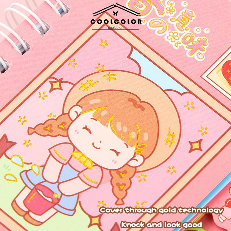 COD❤️Buku Catatan Lucu Siswa Scrapbook Coil  Buku Portabel  Dengan Stiker Di Dalamnya- cl