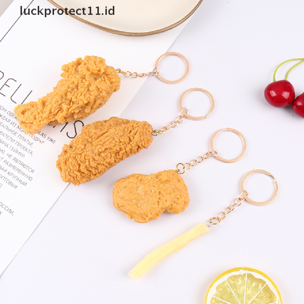 /Fashion Hot//// Gantungan Kunci Makanan Imitasi French Fries Chicken Nuggets Liontin Makanan Ayam Goreng.