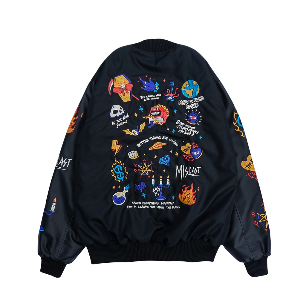 Miscast Varsity Jaket Vintage Hecate Hitam