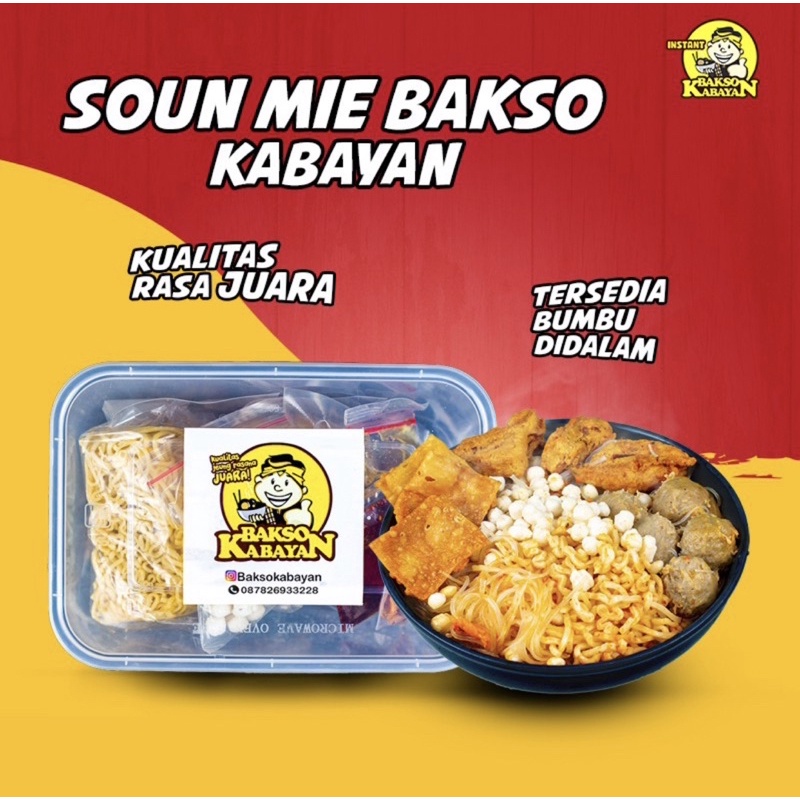 

Soun Mie Bakso Daging Sapi Batagor Instan Komplit Kabayan