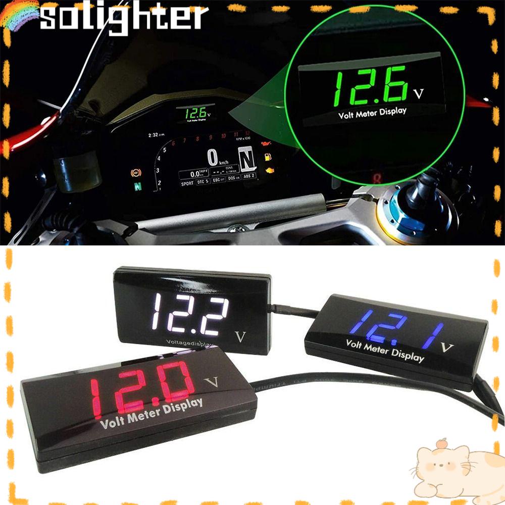 Solighter Digital Panel Volt Voltage Meter Presisi Tinggi Tahan Air 12V Alat Ukur