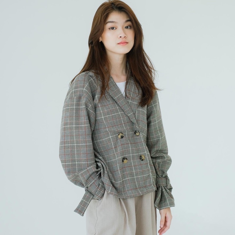 Jelena Blazer Motif Korea Tartan Syamaita Series Semi Wool