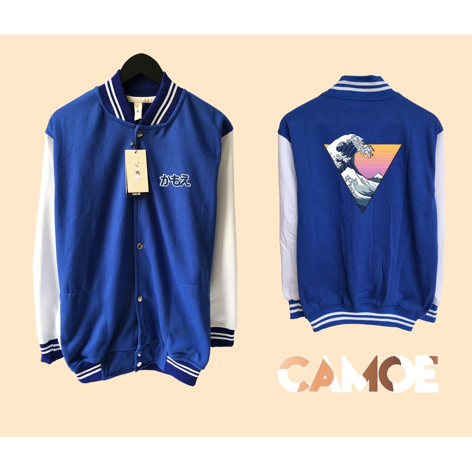 Jaket Varsity CAMOE Japan Wave Ombak Jepang