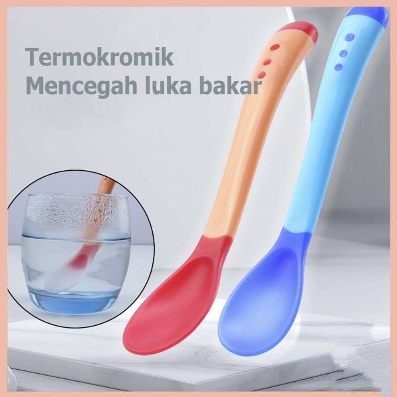 TAFBABY - Sendok Makan Bayi Silikon  Sensor Panas Garpu Silicon