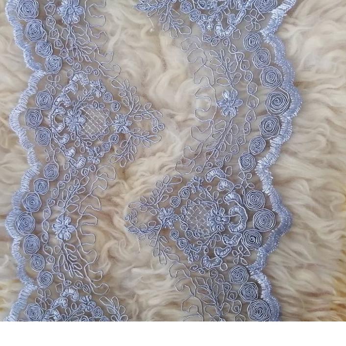 Terlaku.../ renda bordir brokat tile pinggiran 2 sisi sama lebar 24 cm (harga per 50cm)