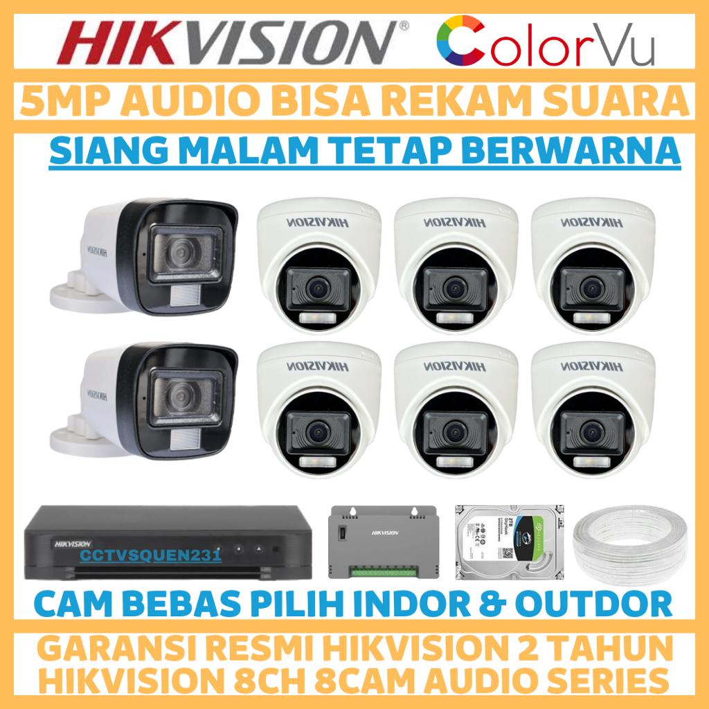 PAKET CCTV HIKVISION COLORVU 5MP 8 CHANNEL 8 CAMERA AUDIO SERIES COLORFULL