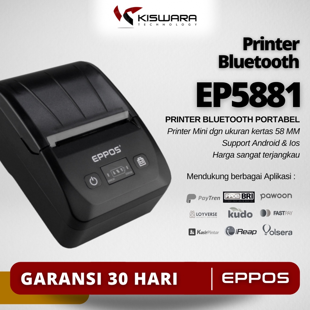 Print ressi Mini Printer Bluetooth EPPOS EP5881 printer alamat shopee (battery)