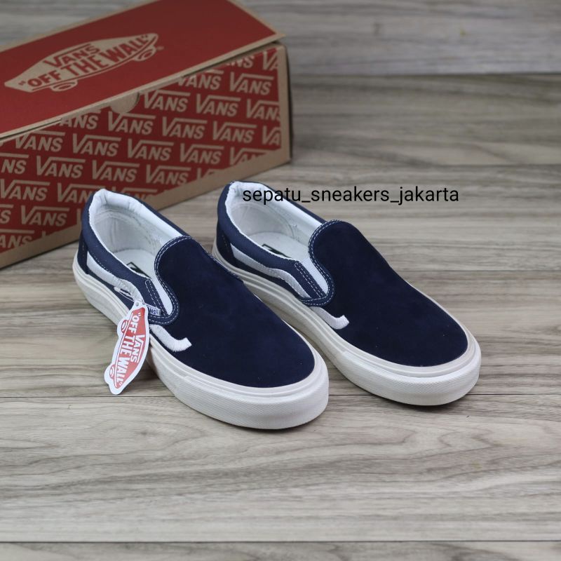 Sepatu Slip On Hitam Putih List Putih Og Waffle DT Murah