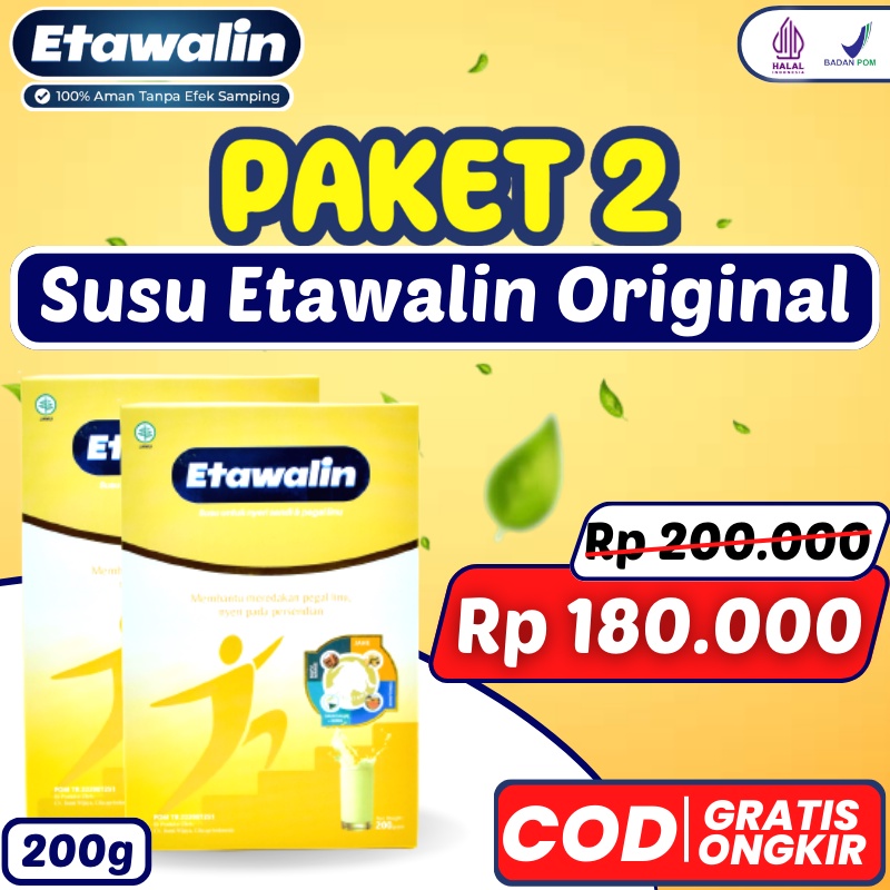 

READY 2 BOX ETAWALIN - SUSU KAMBING ETAWA MURNI 100% BANTU ATASI NYERI SENDI Susu Kambing Etawa Tingkatkan Kepadatan & Kesehatan Tulang Sendi Susu Anti Pengapuran Sendi Asam Urat Rematik Reumatik