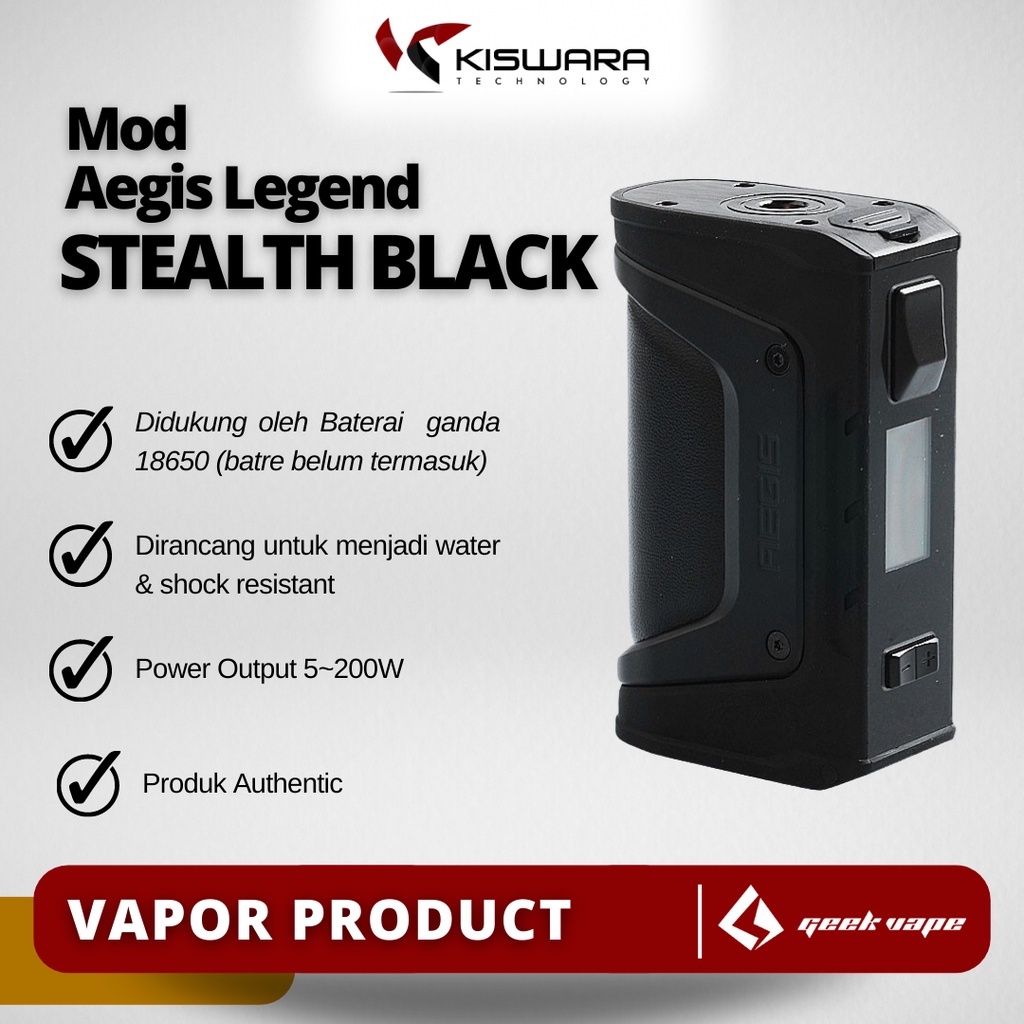 Aegis Legend Mod 200W - STEALTH BLACK [Authentic] KiswaraBandung