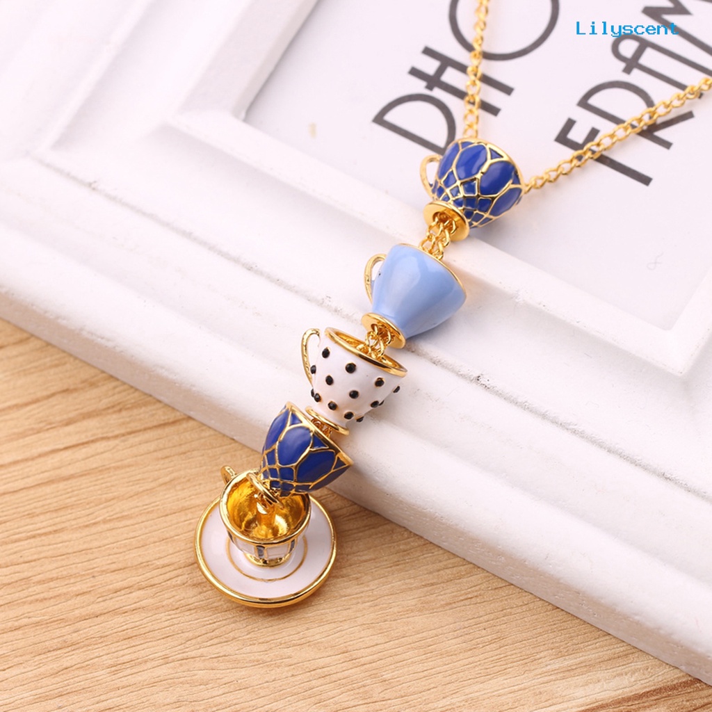 [LS] Kalung Gaya Enamel Desain Cangkir Teh Bahan Alloy Wanita Kalung Panjang Untuk Sweater