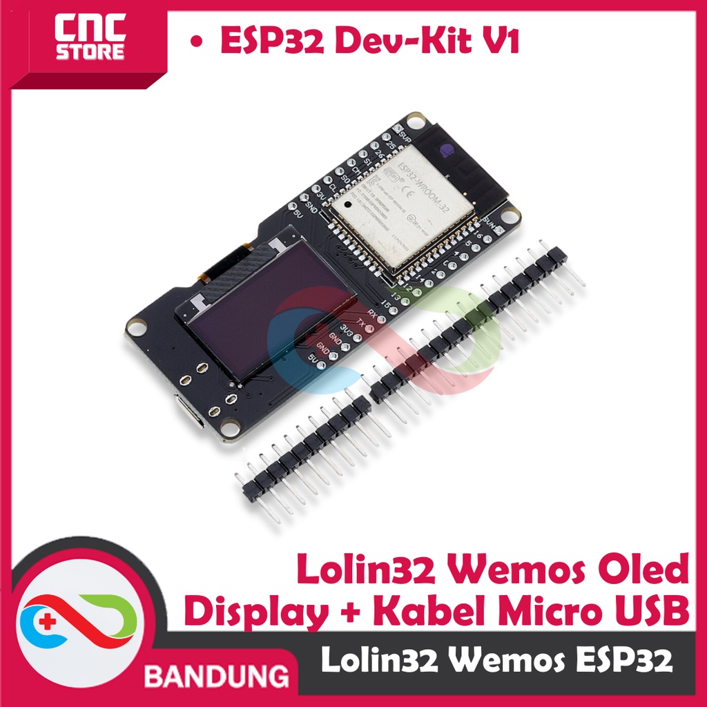 LOLIN32 WEMOS ESP32 WITH OLED DISPLAY IOT BLUETOOTH 4MB ESP32 WIFI PLUS KABEL MICRO USB