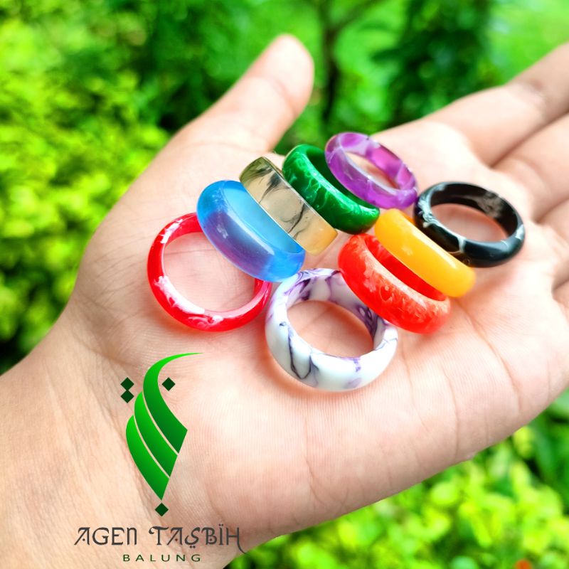 Cincin Akrilik Resin Handmade Cantik, Size 17mm-20mm