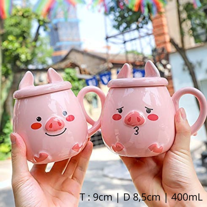 

MUG KERAMIK PIGGY BABI CUTE EMOTICON FACE GELAS MINUM KOPI TEH