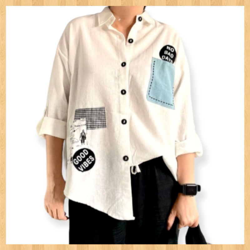 Top Baju Atasan Kemeja Lubana Wanita Bahan Katun Linen Premium