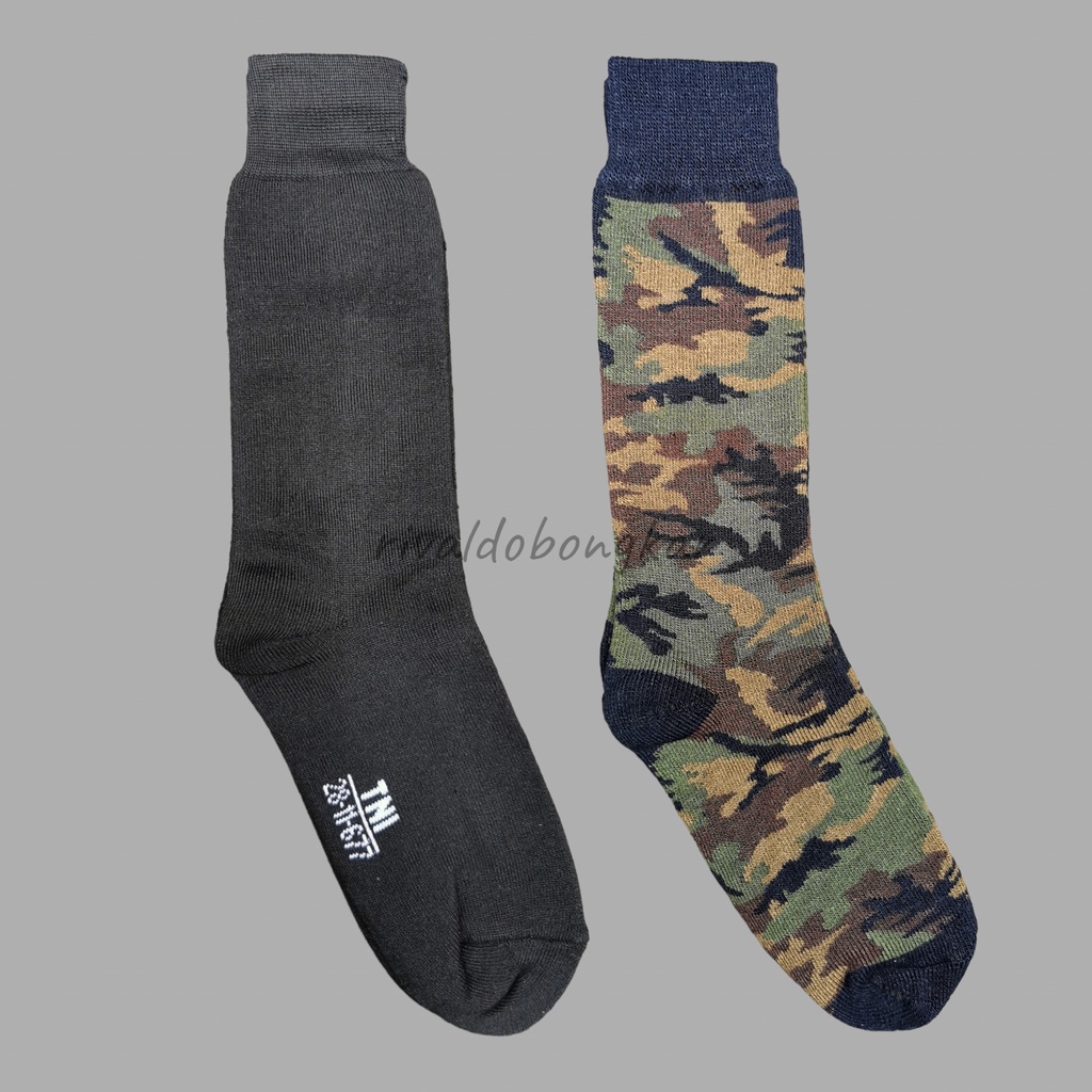 KAOS KAKI TEBAL TNI PDL POLOS HITAM / KAOS KAKI PDL TEBAL