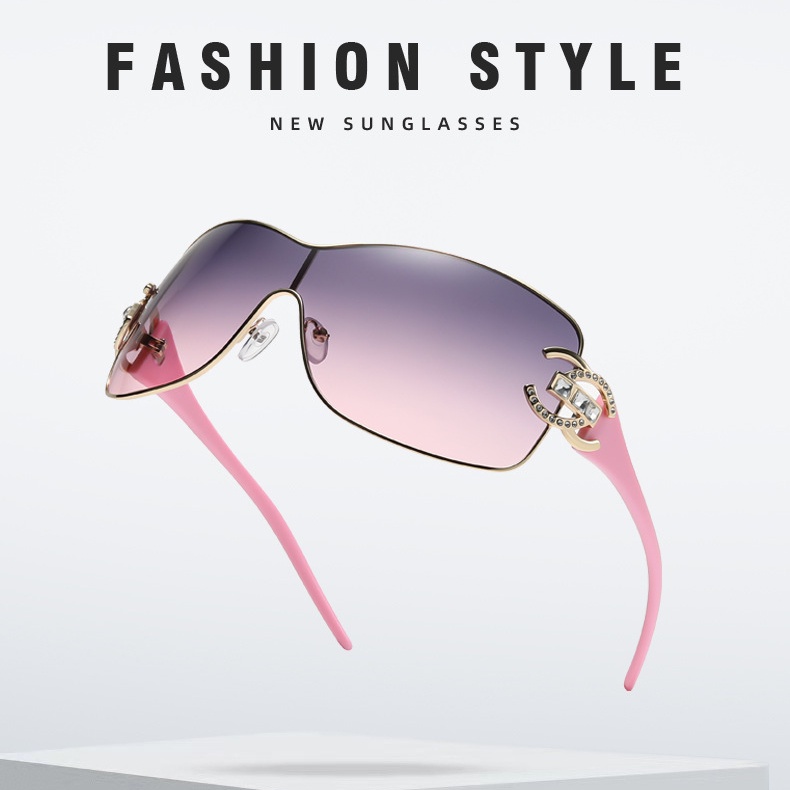 2023fashion Aesthetic Shades Sunglasses Untuk Wanita/Pria Kacamata Tanpa Bingkai Eyeglasses Colour