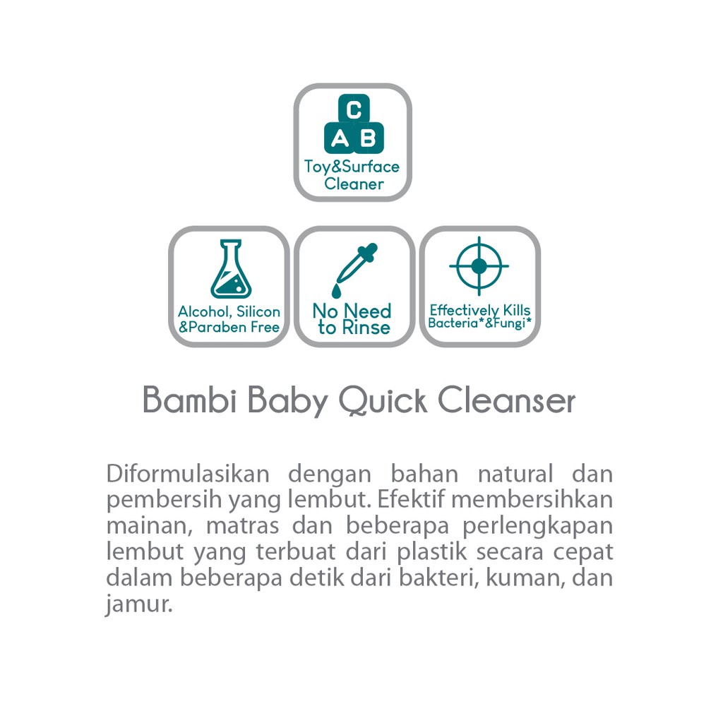 Bambi Baby Quick Cleanser 120ml Spray &amp; Refill - Cairan Pembersih Perlengkapan Bayi &amp; Anak