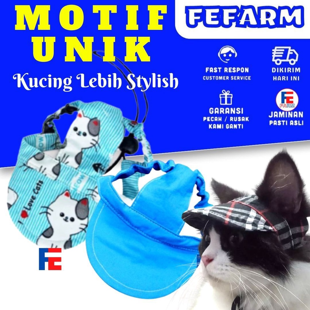 Topi Kucing Lucu Motif Terbaru Adult Dan Kitten Berlobang Telinga Fefarm