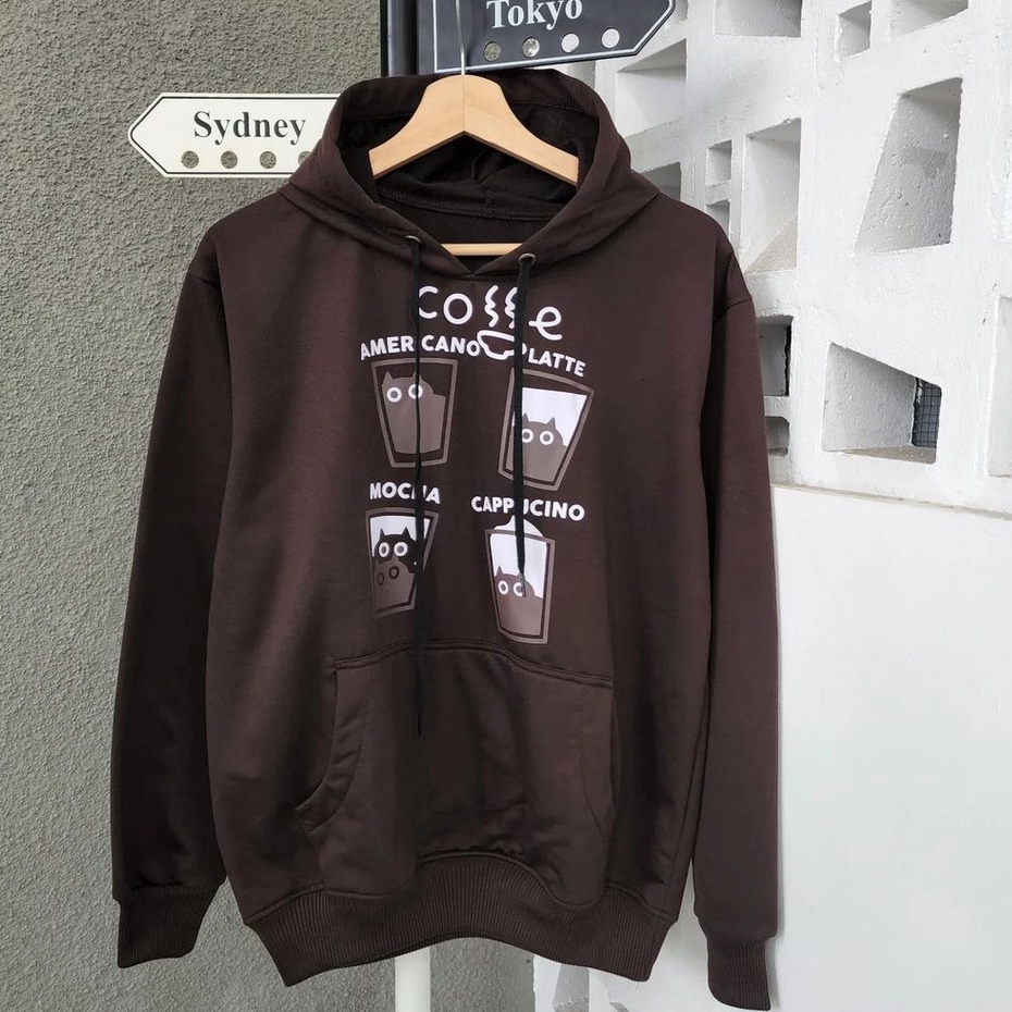 Hoodie Americano Latte Atasan Unisex Motif Trendy Remaja Gaya Simple