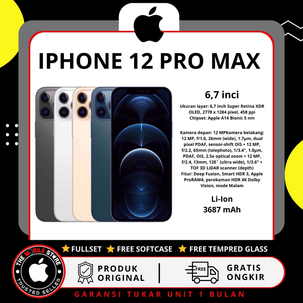 iPhone 12 Pro Max 512GB Second Original 100% Full Set