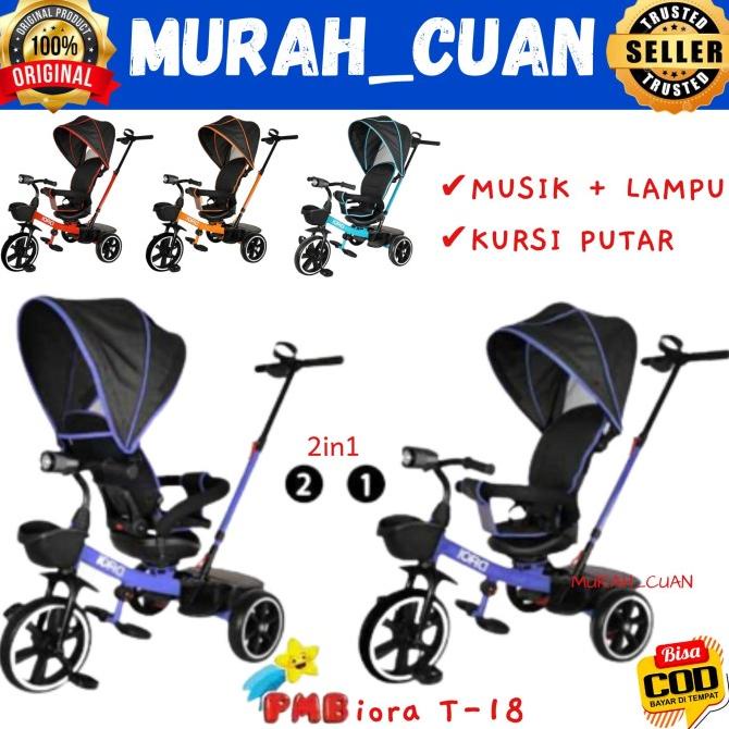 Sepeda Roda Tiga Anak Pmb Iora T-18 Kursi Putar Musik Lampu T18 #Original