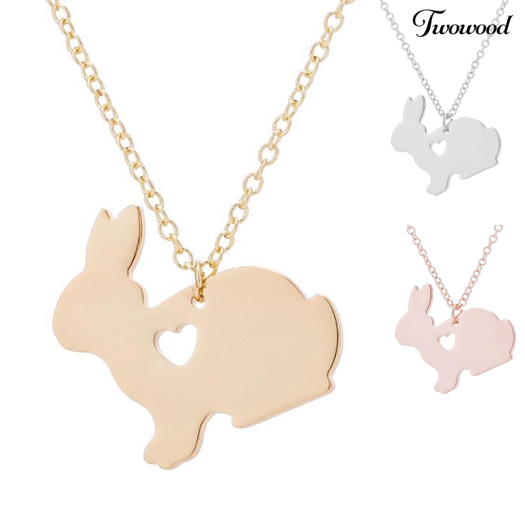 Twowood Simple Bunny Pendant Grafir Hati Klavikula Rantai Kalung Klavikula Untuk Paskah