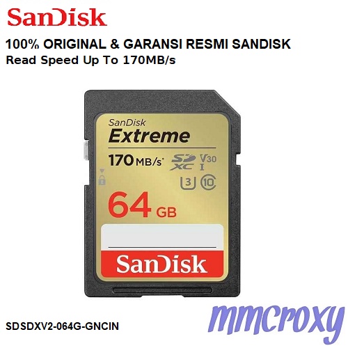 SanDisk Extreme SD Card 64GB Class 10 SDXC UHS-U3 V30 4k