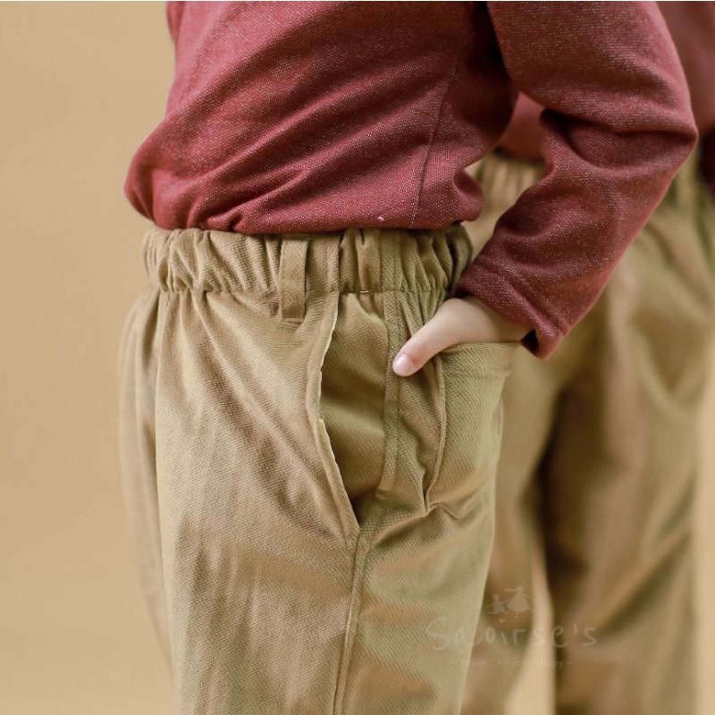 Saoirse's Beryl Pants - Celana panjang anak laki laki bludru halus couple