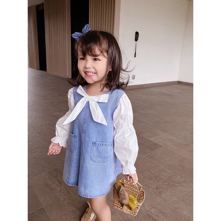 Baju Dreses Anak Wanita Model Levis Lengan Panjang Murah Set Dress Anak Cewek Umur 1 2 3 4 5 6 7 8 T