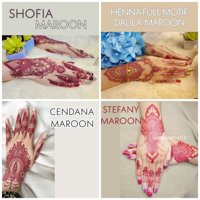 HENNA INSTAN FULL MOTIF MAROON