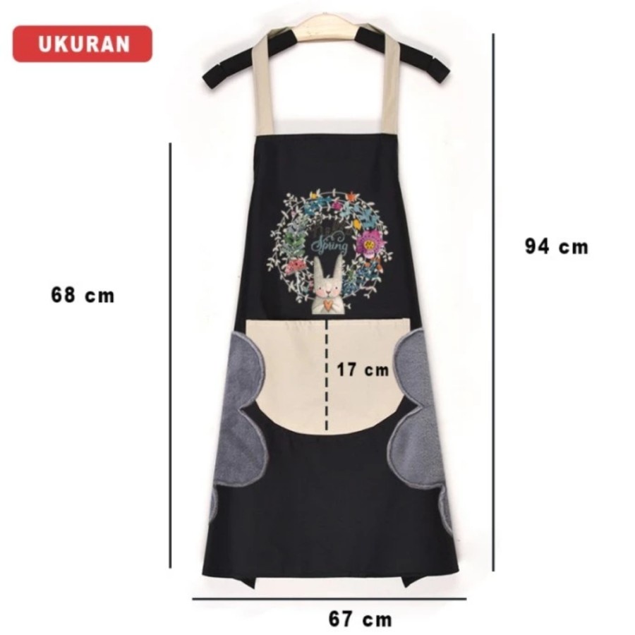 APRON BUNNY Celemek Masak Apron Waterproof Kain Dapur Motif Kartun Premium Quality Apron Bunny Anti Air