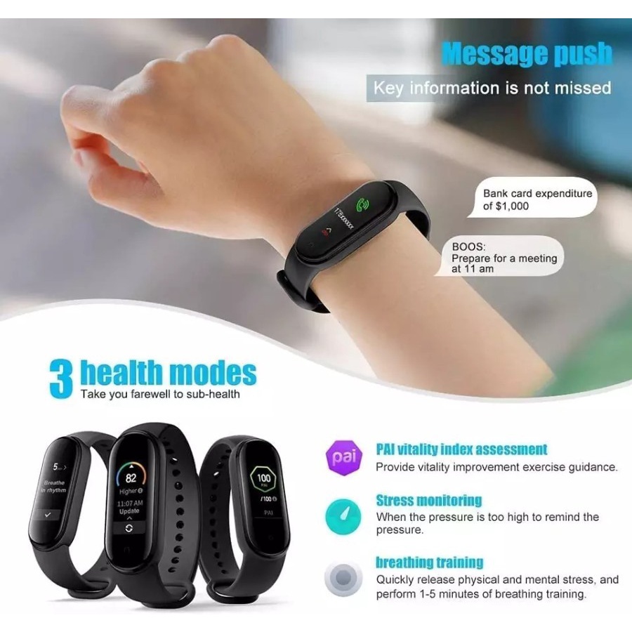 Smartband M6 Bluetooh Smart Watch Band Waterproof Berfungsi sebagai p