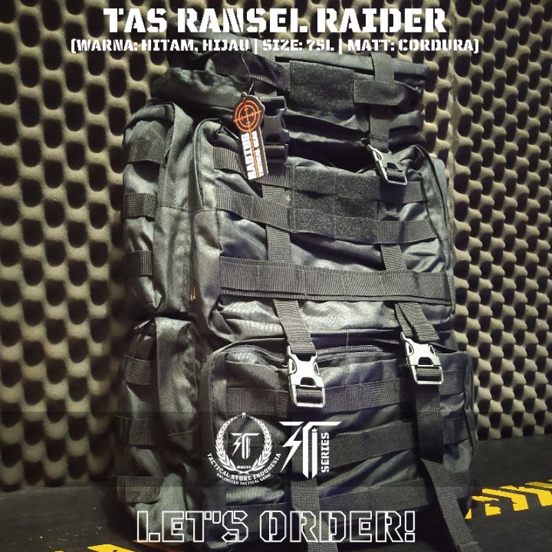 Tas Ransel Raider - Tas Ransel / Punggung Tactical Full Hitam