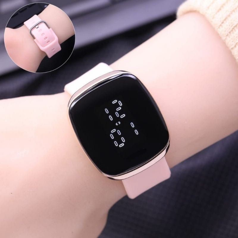 Jam Tangan Wanita Led Watch Digital Terbaru Strap Rubber/Silicon Jam Tangan Fashion Cewek Free Batrai Cadangan F. O. S