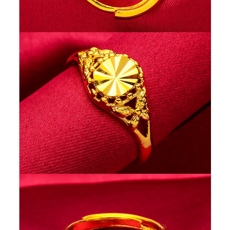 Goldkingdom Perhiasan Fashion Emas Asli Kadar 375Bangkok Aksesoris Ready Stock Cincin Lapis Emas Wanita Minimalis Pertunangan Pernikahan