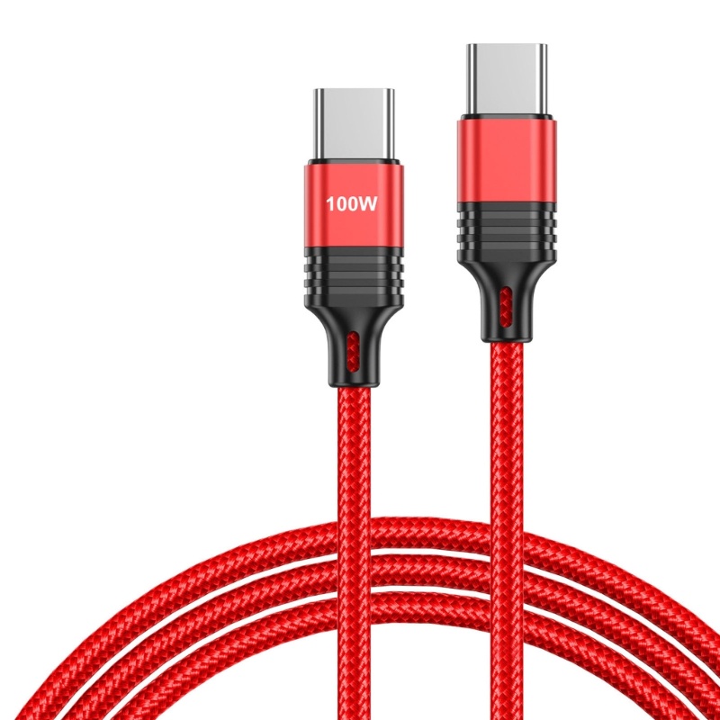 Zzz Kabel USB C, 100W PD 5A QC4.0 Fast Charging USB C to USB C Cable, Kabel Data Tipe C Kepang Nylon Untuk Tablet Laptop