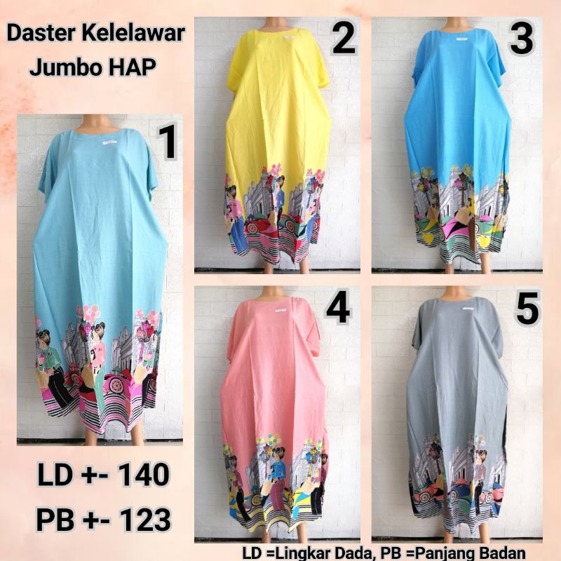 DASTER KELELAWAR JUMBO HAP PASTEL LOWO BIGSIZE ADEM BU TEJO PUJA + JMN